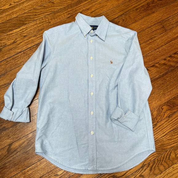 Like NEW Ralph Lauren Boys' Chambray Button-Down Shirt. Size L / 14/16 - Picture 3 of 7